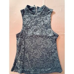 NWT‎ KYODAN GOLF Womens Lace Mock Neck Sleeveless Top Navy P/S